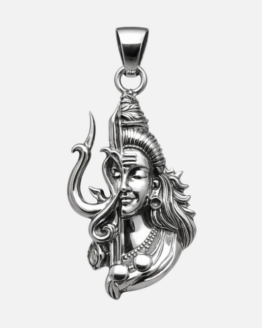 Ardhanarishvara Silver Pendant