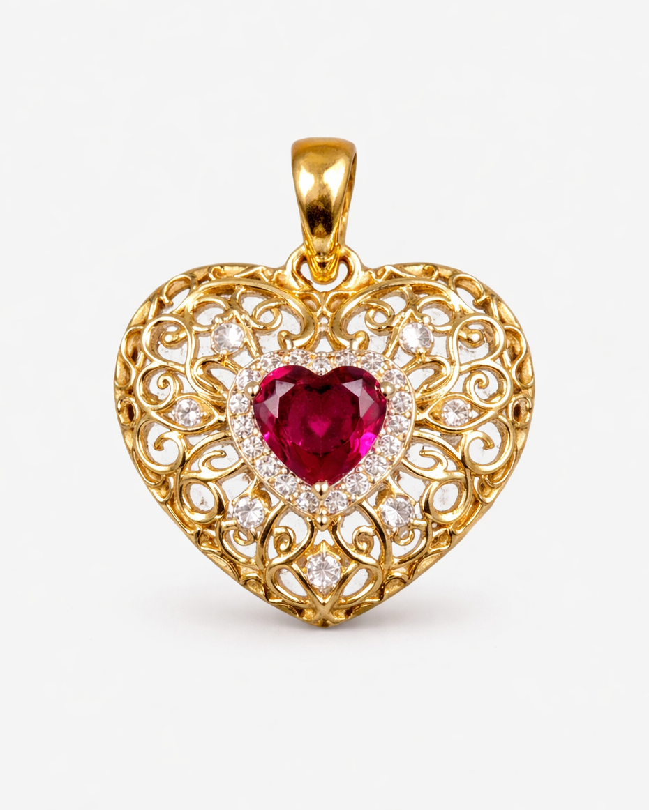 Elegant Heart Ruby pendant