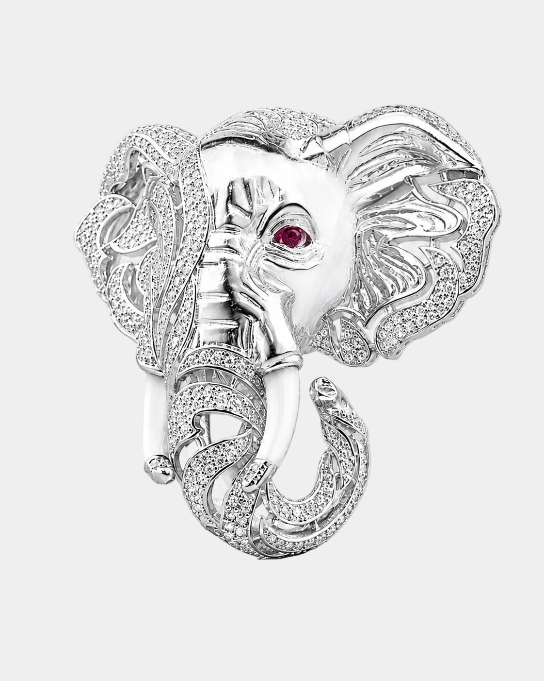 Gajraj Iced Elephant Brooch