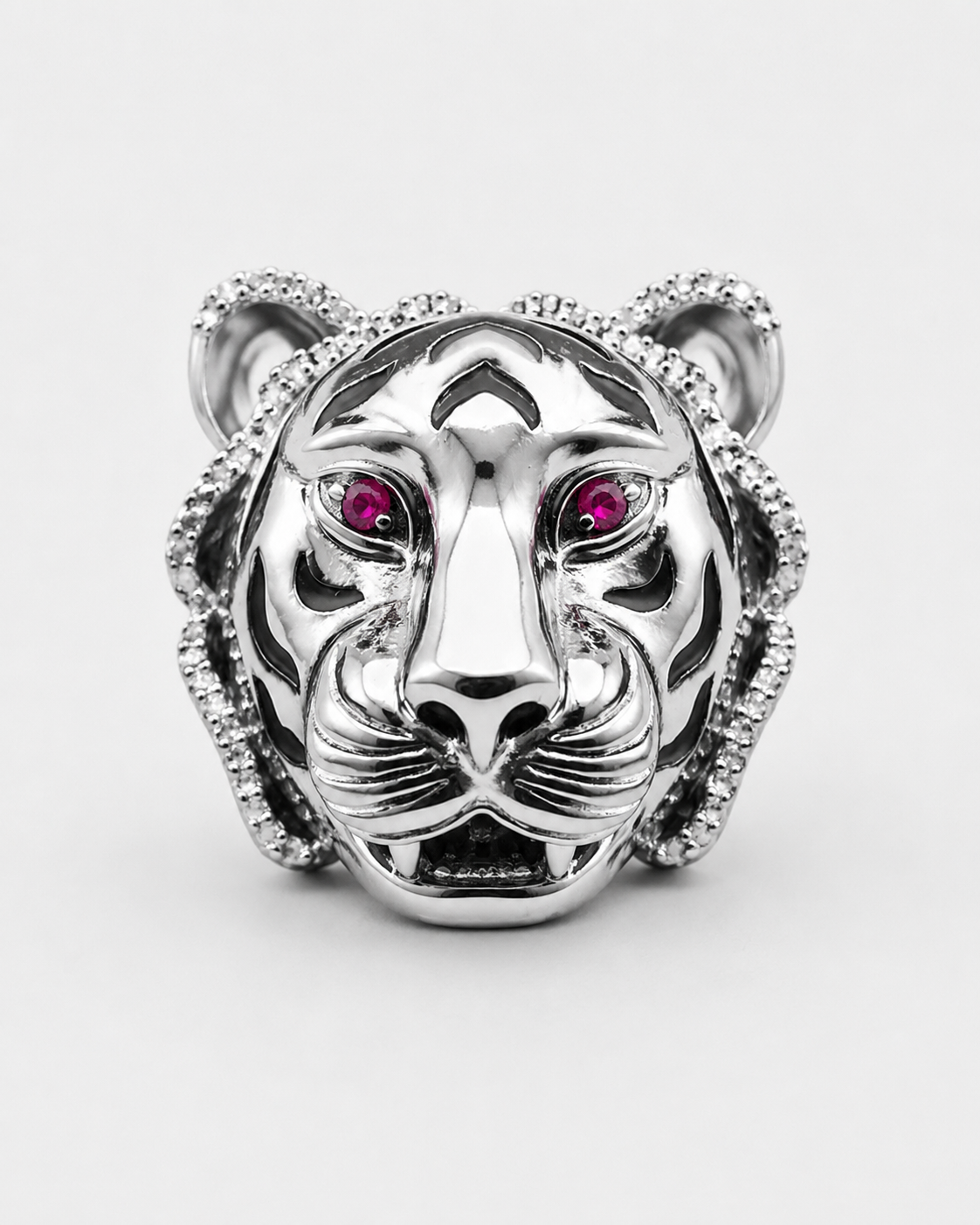 Ruby Gaze Tiger Brooch