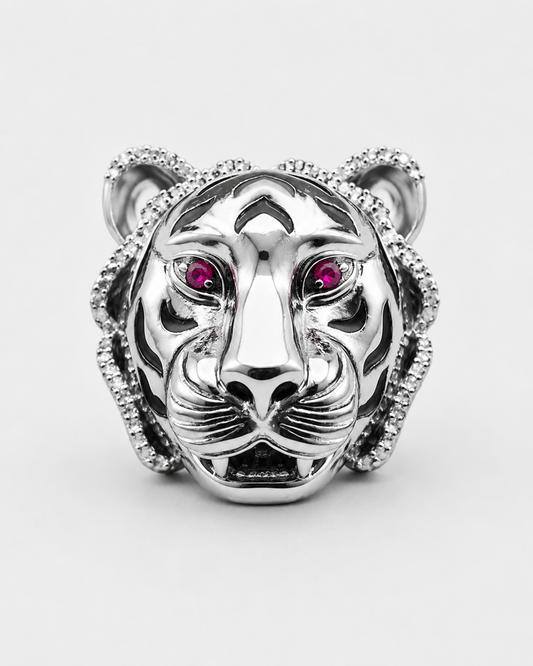 Ruby Gaze Tiger Brooch