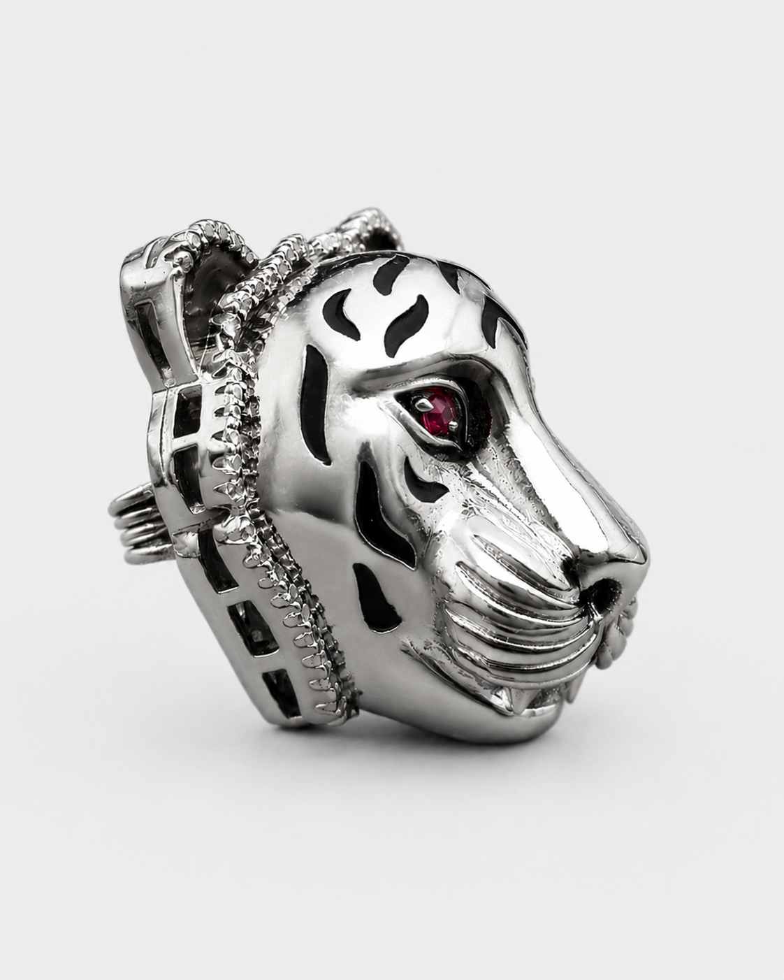 Ruby Gaze Tiger Brooch