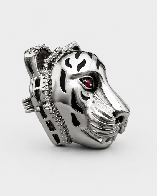 Ruby Gaze Tiger Brooch