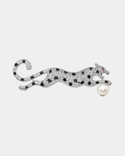 Pearl Pursuit Leopard Brooch