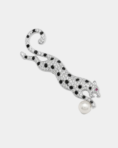 Pearl Pursuit Leopard Brooch