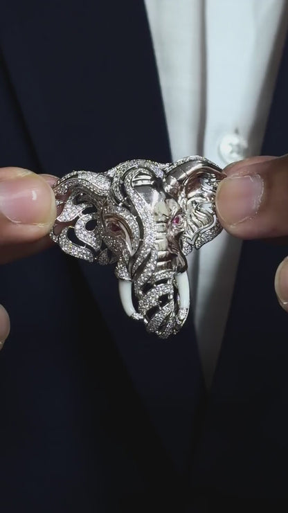 Gajraj Iced Elephant Brooch