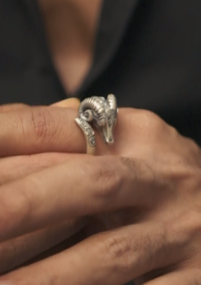 Antique Aries Goat Head Ring