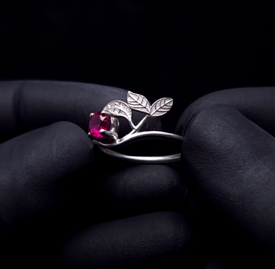 Nature Floral Ruby Ring