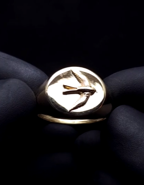 Sparrow Gold Signet Ring