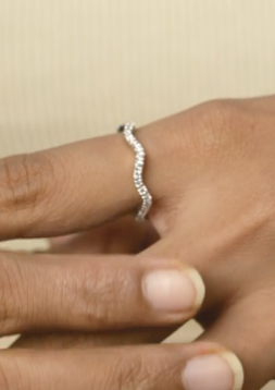Wave Diamond Studded Ring