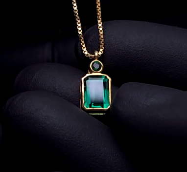 Emerald stone charm pendant