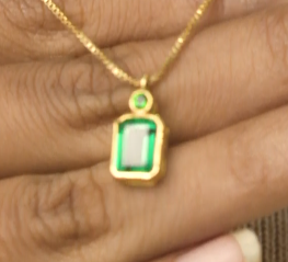 Emerald stone charm pendant