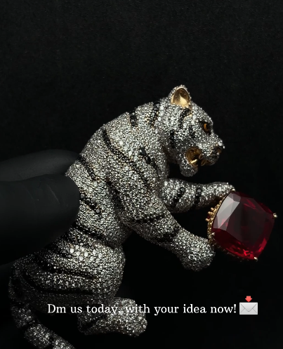 Tiger Iced-out Brooch