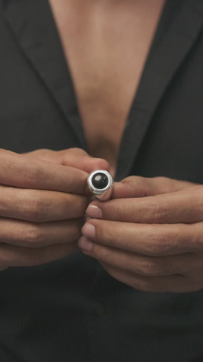 Round Black Onyx Ring