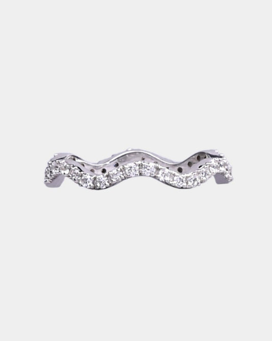 Wave Diamond Studded Ring